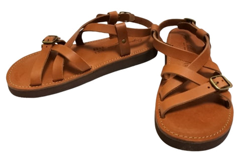 【Organic handloom GAYA ブラウン】クロスストラップサンダル